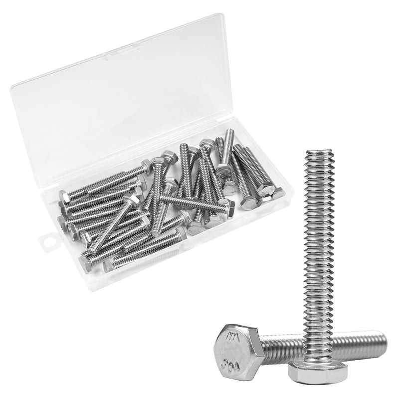 Yinpecly 30Pcs 1/4-20 x 1-3/4" Hex Bolts,1/4"-20 Hex Head Cap Screws Hexagon Bolts, 304 Stainless Steel, External Hex Drive, UNC Coarse Thread Fully Threaded - Image 1